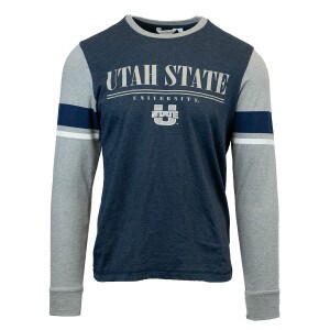 utah state university striped sleeve long sleeve tshirt
